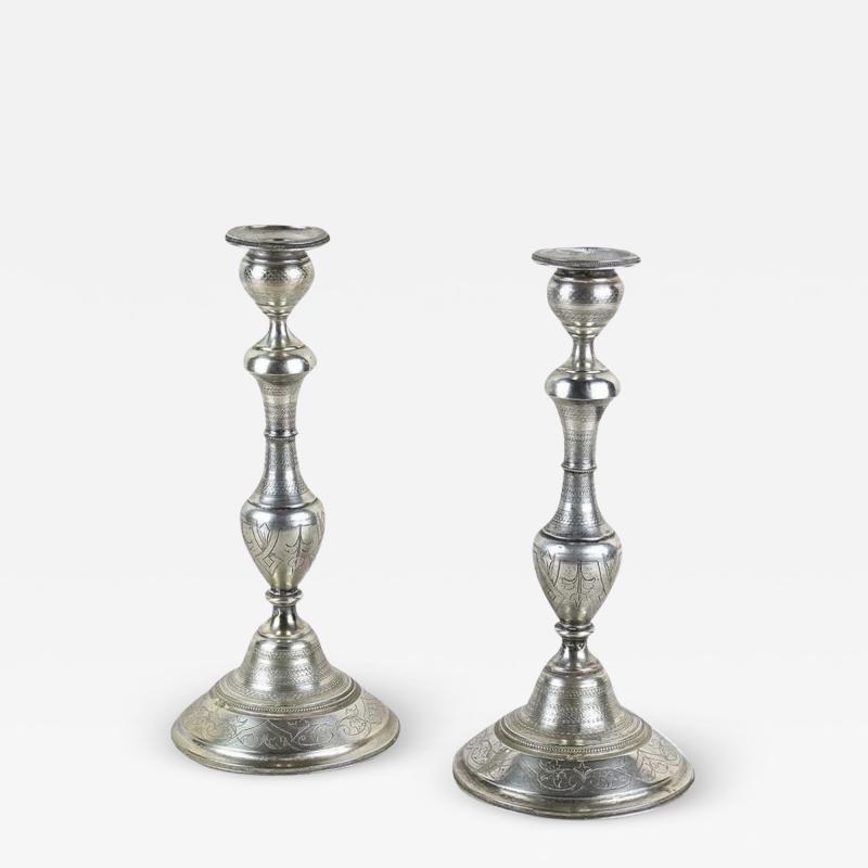 Pair Of 19th Century Silver Candlesticks Diana Head Hallmark AT ca 1870