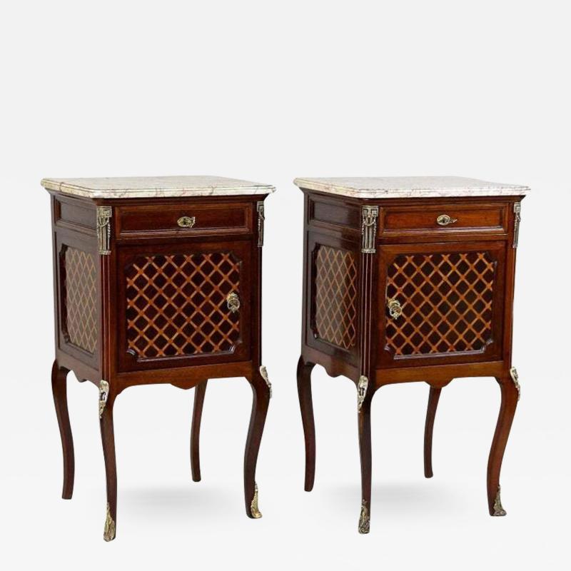 Pair Of 19th Century Transitional Pillar Commodes Side Tables France ca 1870
