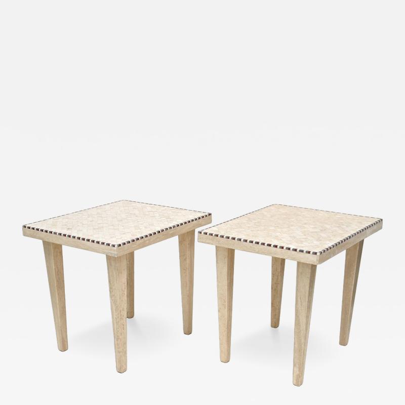 Pair Of 20th Century Travertine Stone Side End Tables One Of A Kind IT 1980