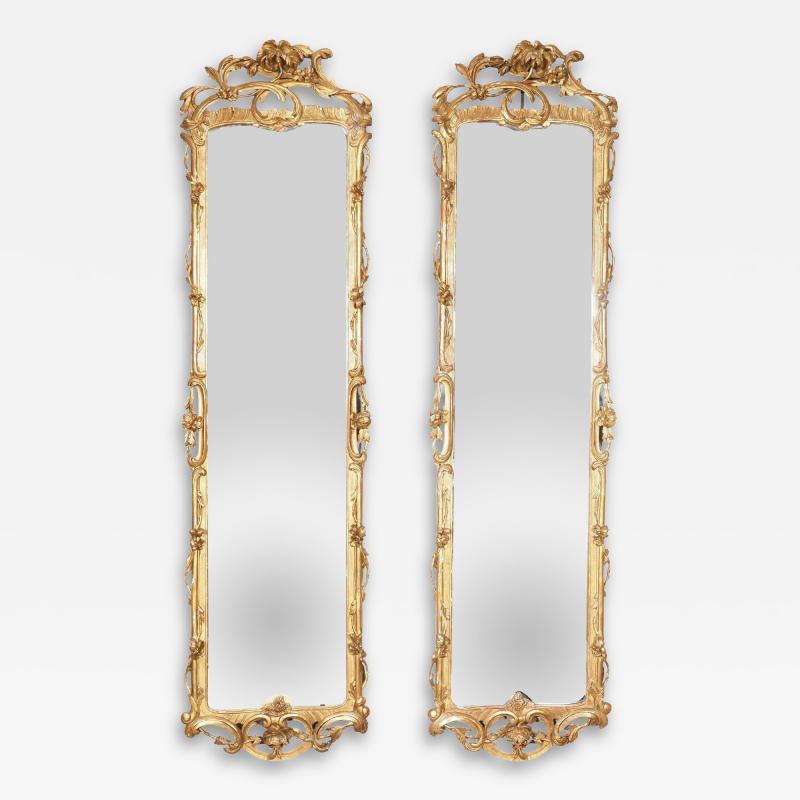 Pair Of Antique Danish Rococo Giltwood Mirrors