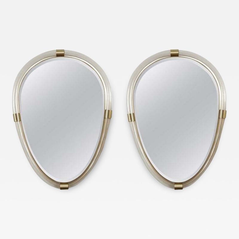 Pair Of Artisan Murano Blown Gold Oval Torchere Mirrors Contemporary