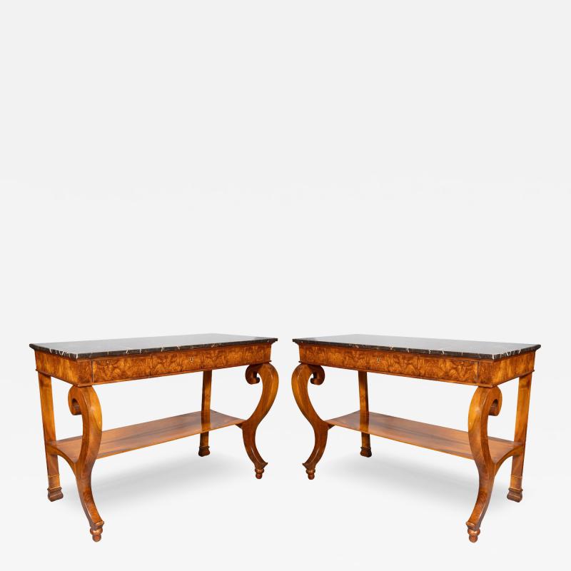 Pair Of Biedermeier Walnut Console Tables