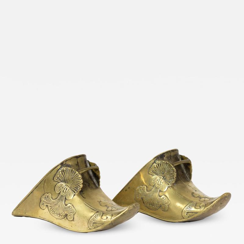 Pair Of Brass Spanish Colonial Closed Stirrups Circa 1800 