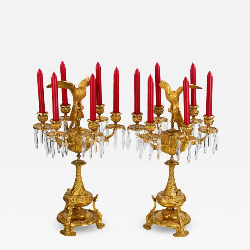 Pair Of Candelabra With Figures Of Paradise Birds Russia 19th Century