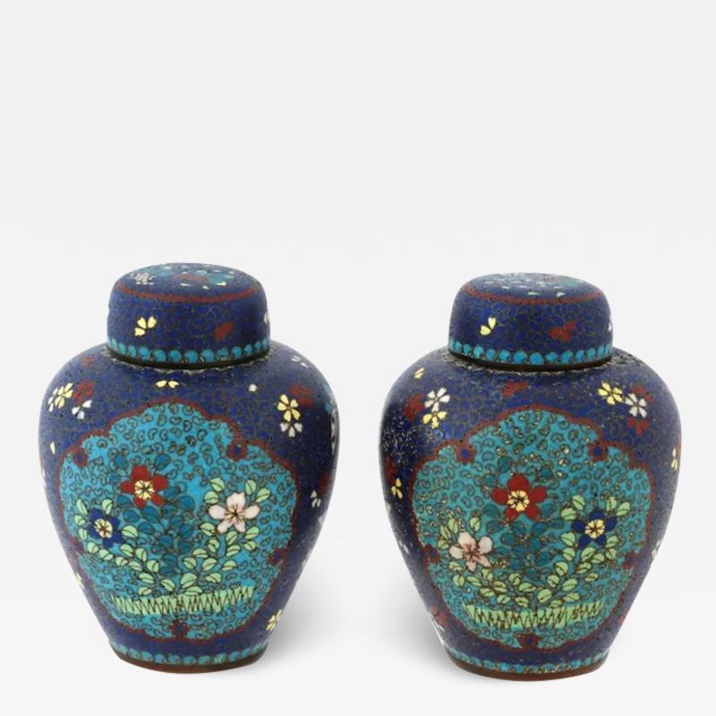 Pair Of Early Meiji Japanese Cloisonne Enamel Ginger Jars