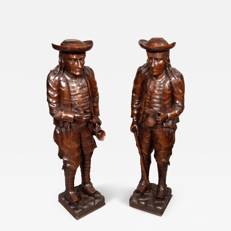 Pair Of English Carved Walnut Figures Of Country Gentleman