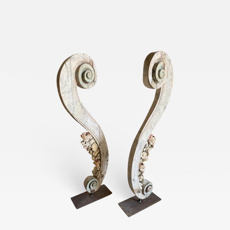 Pair Of French 17th Century Carved Wood Sculptures