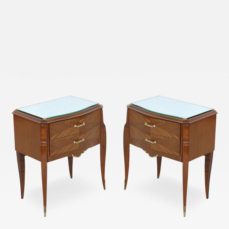 Pair Of French Art Deco 2 Drawer Commodes With Mirror Tops