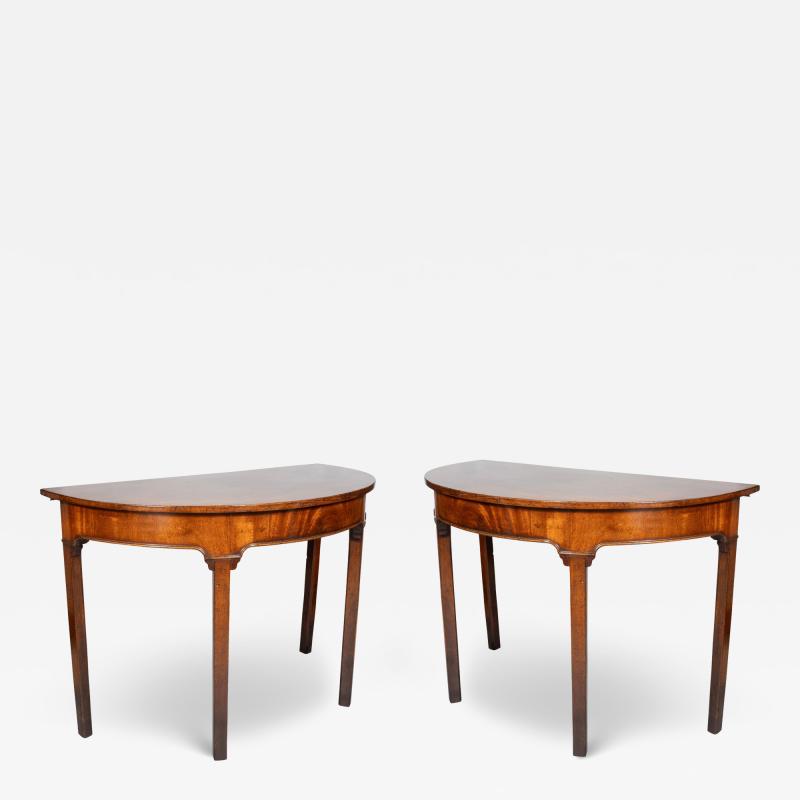 Pair Of George III Mahogany Demilune Side Tables