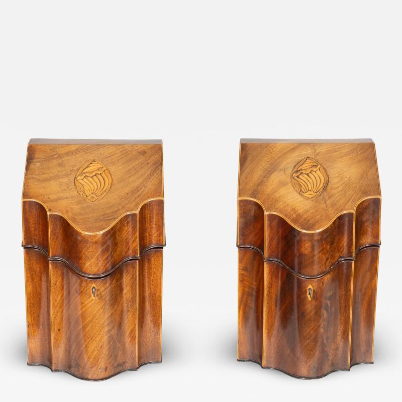 Pair Of George III Mahogany Knifeboxes