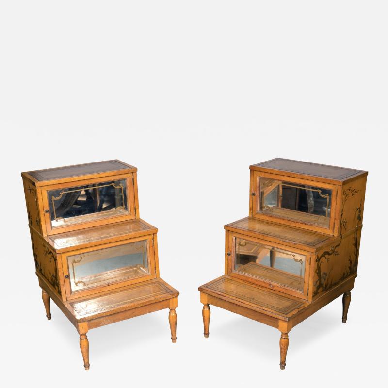 Pair Of George III Style Yellow Japanned Step Tables From The Duke Of Windsor
