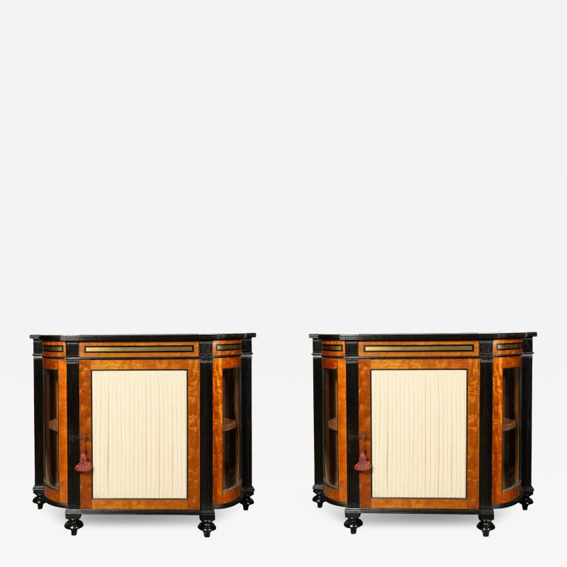 Pair Of George IV Satinwood And Ebonized Cabinets