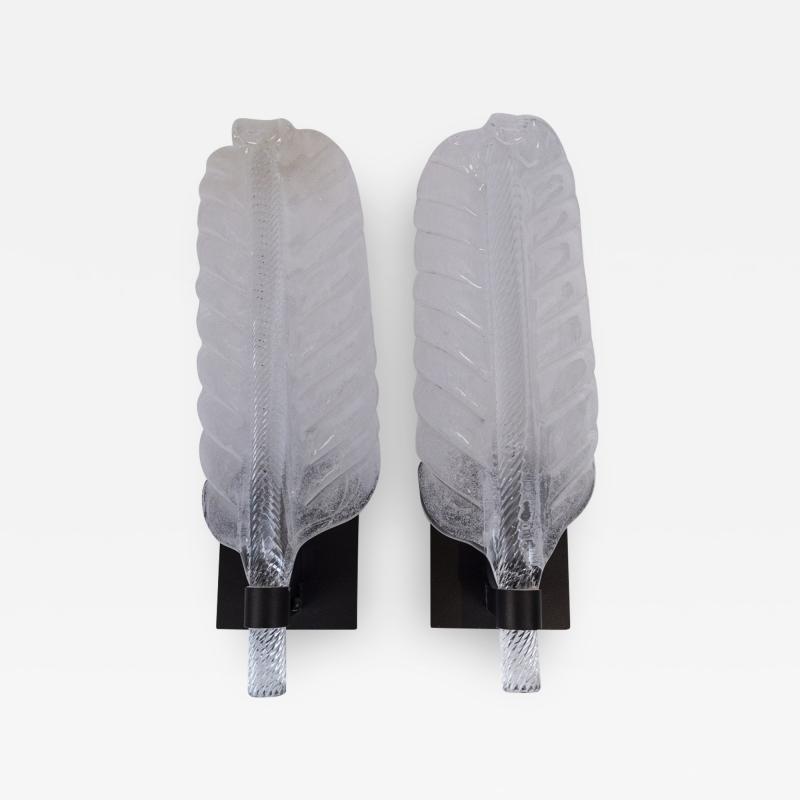 Pair Of Glass Blown Leaf Wall Lights Contemporary UL Certified