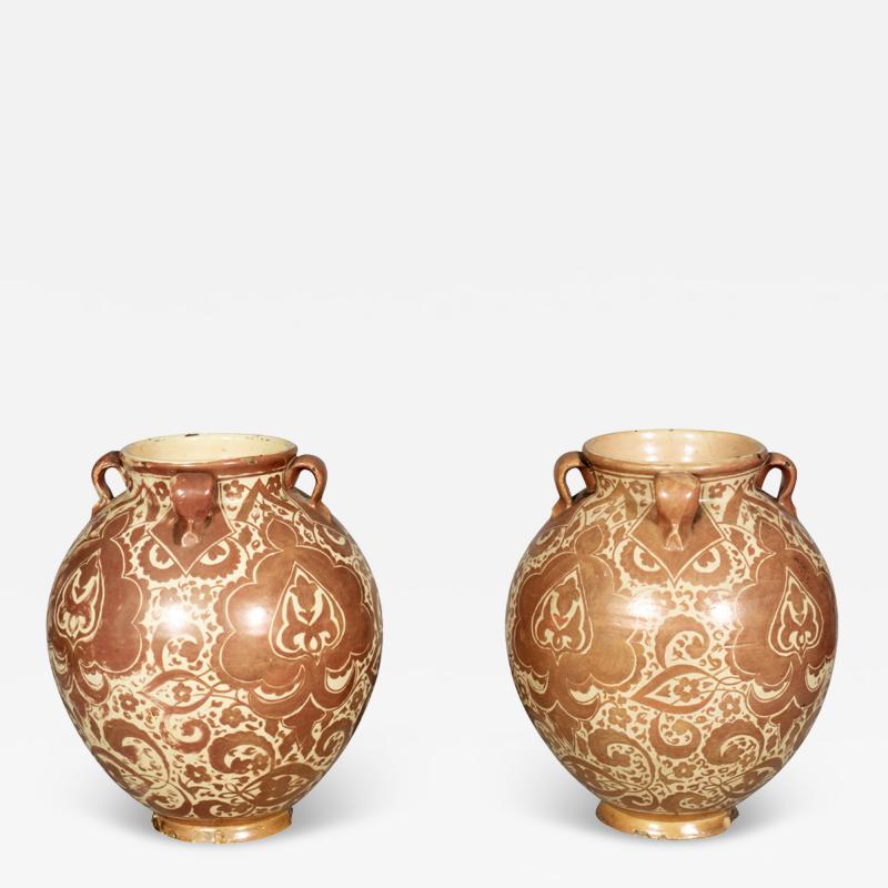 Pair Of Hispano Moresque Pottery Vases