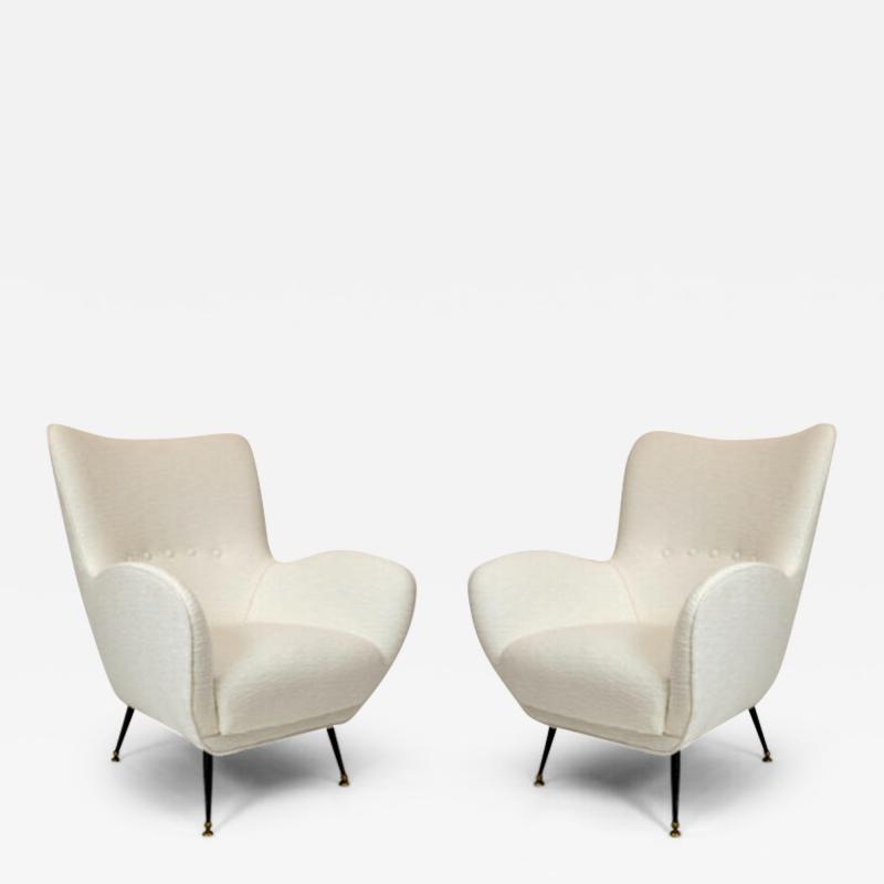 Pair Of Italian Mid Century Curving Lounge Chairs