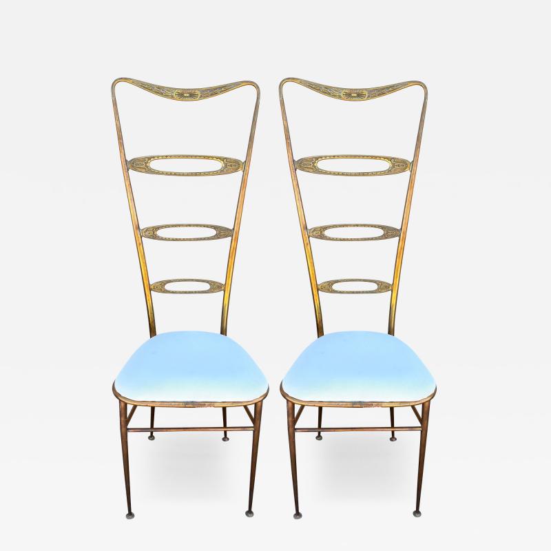 Pair Of Italian Modern Brass Chiavari Chairs