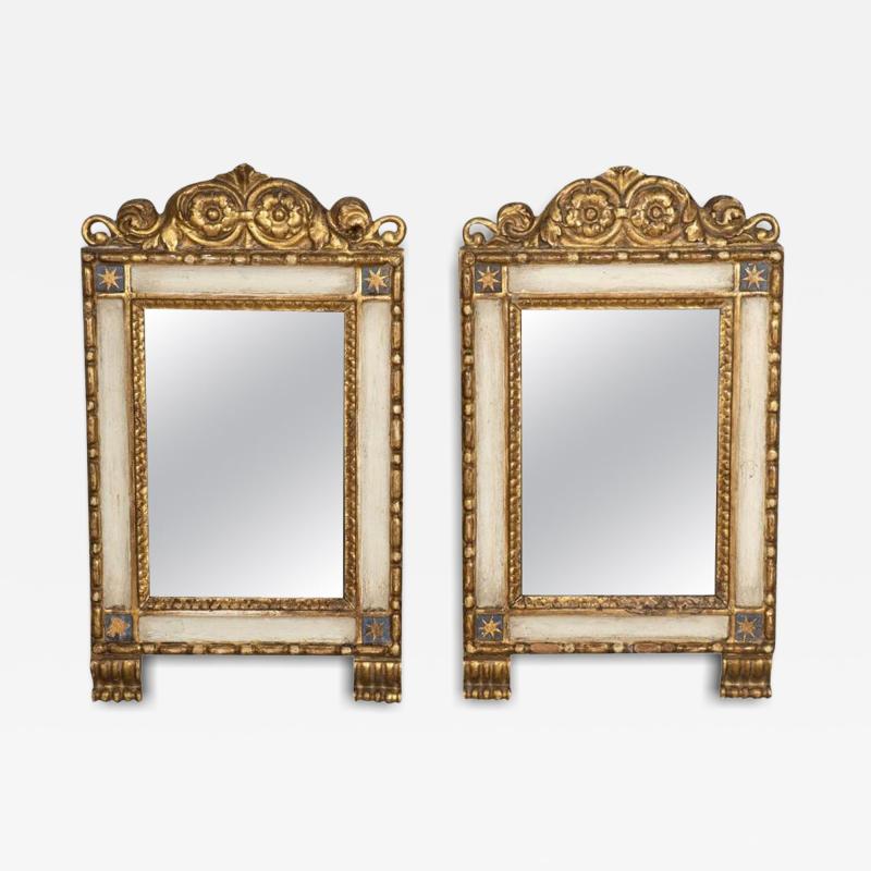 Pair Of Italian Neoclassical Painted And Giltwood Mirrors