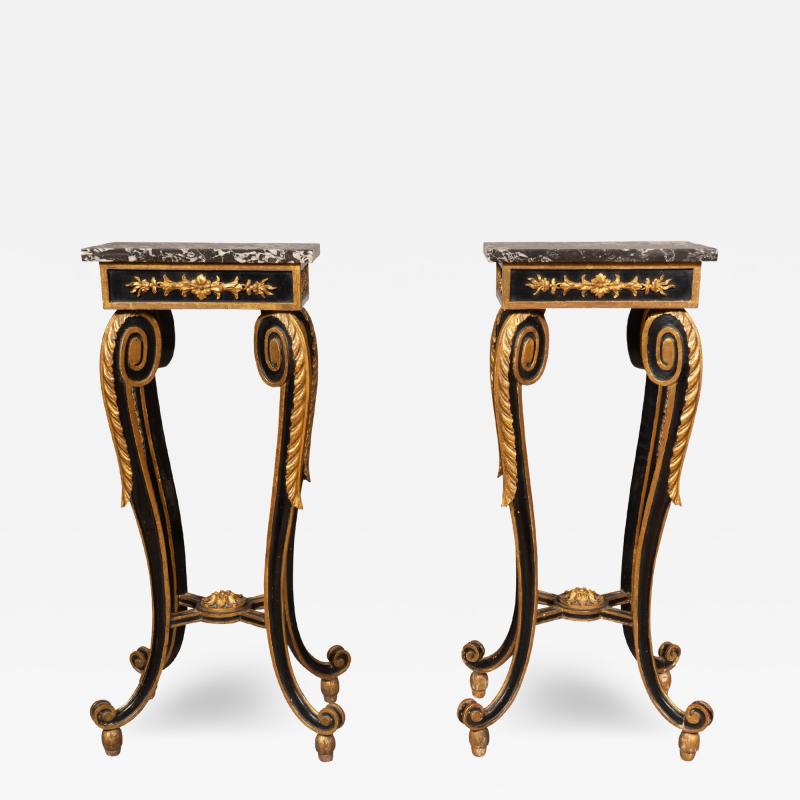 Pair Of Italian Rococo Painted And Gilded Tables