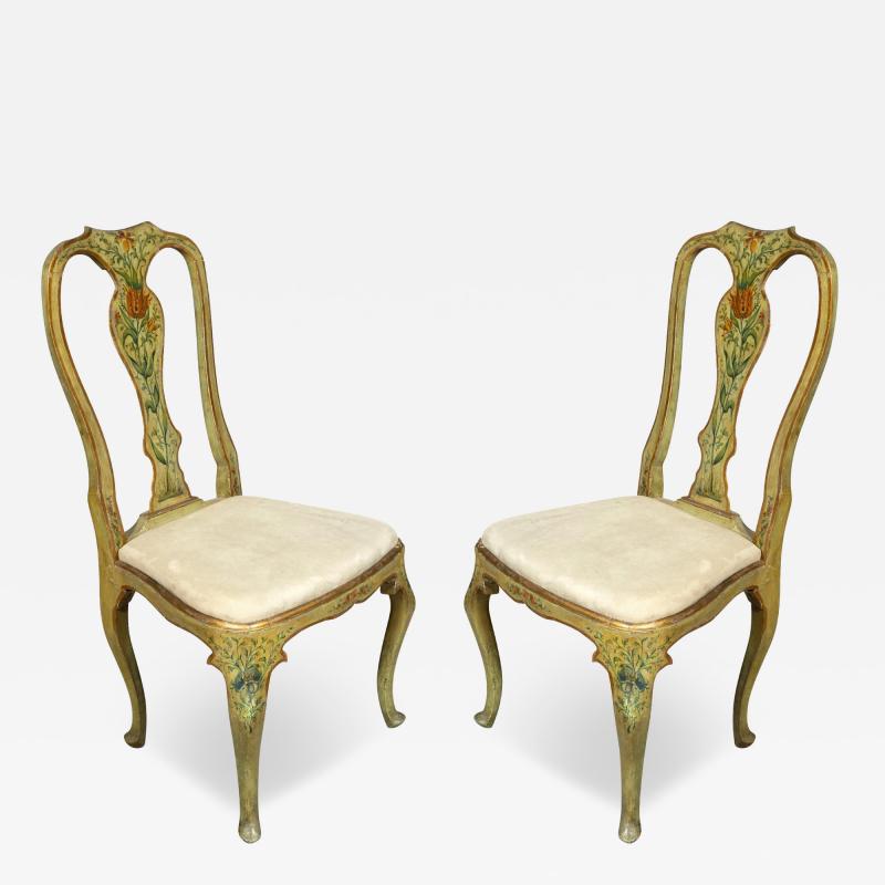 Pair Of Italian Rococo Painted Side Chairs