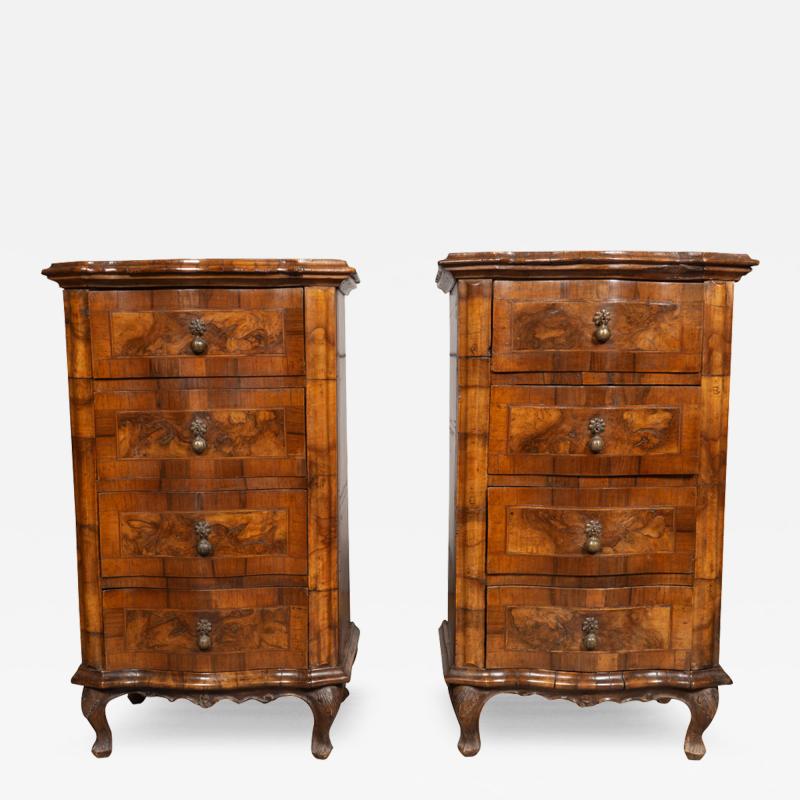 Pair Of Italian Rococo Walnut Commodini