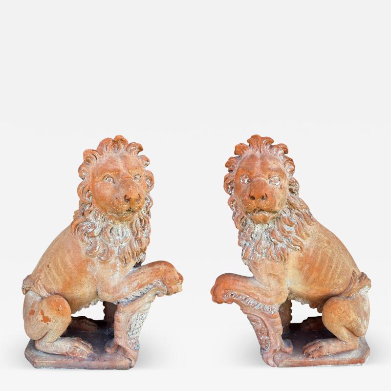 Pair Of Italian Terracotta Lions
