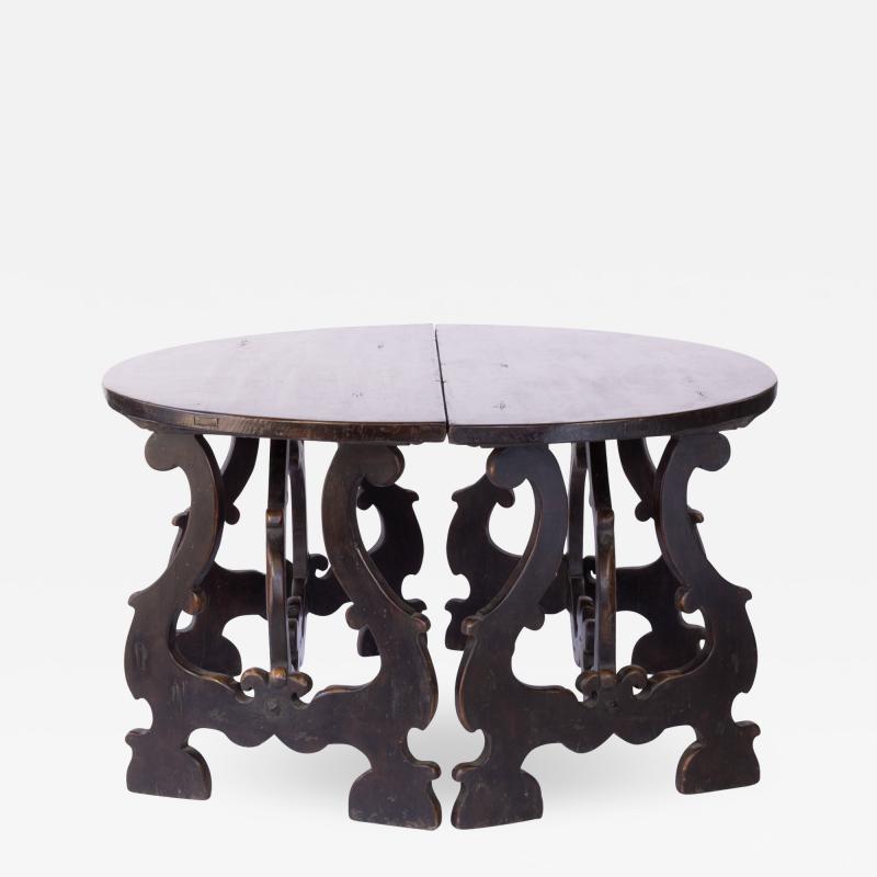 Pair Of Late 17th Century Spanish Baroque Walnut Demilune Consoles