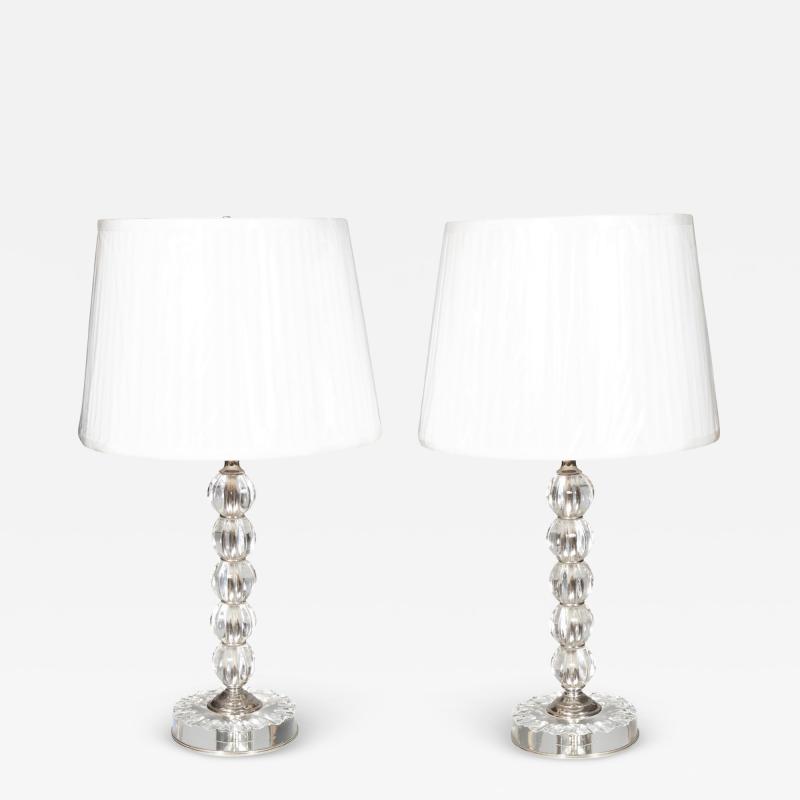 Pair Of Mid Century Glass And Chrome Table Lamps
