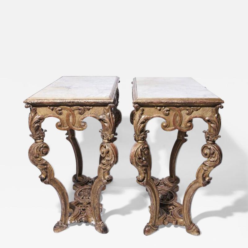 Pair Of Regence Style GiltWood Console Tables Late 19th Century