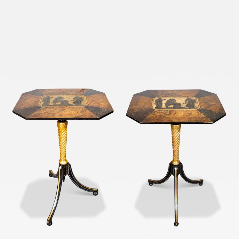 Pair Of Regency Ebonized And Giltwood Candlestands