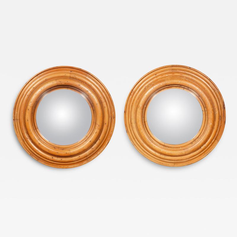 Pair Of Regency Style Pine Convex Mirrors