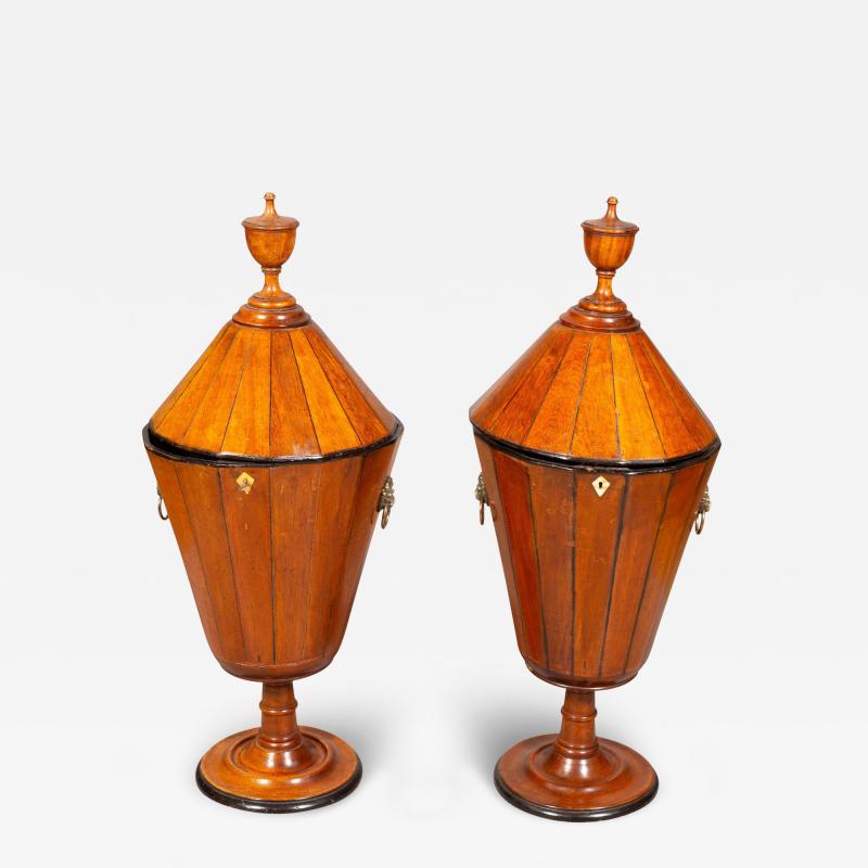 Pair Of Regency Urn Form Oak Wine Coolers