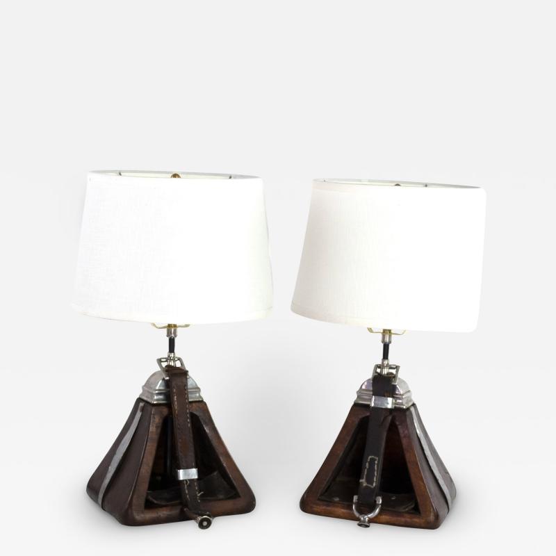 Pair Of Spanish Ceremonial Stirrup Cups Circa 1920 Mounted As Table Lamps