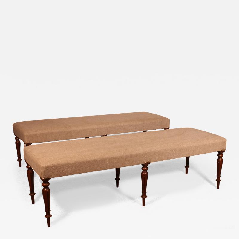 Pair Of Walnut Benches From The 19th Century