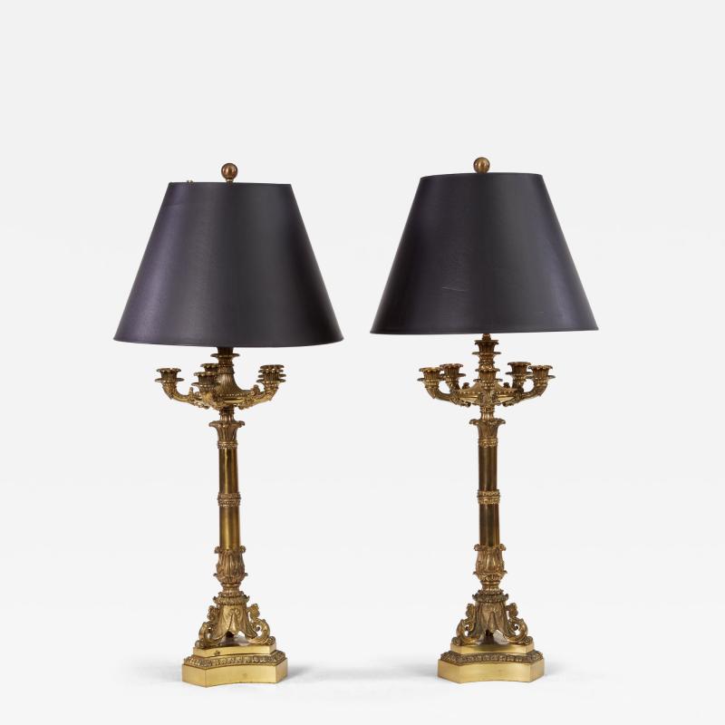 Pair Of William IV Gilt Brass Lamps