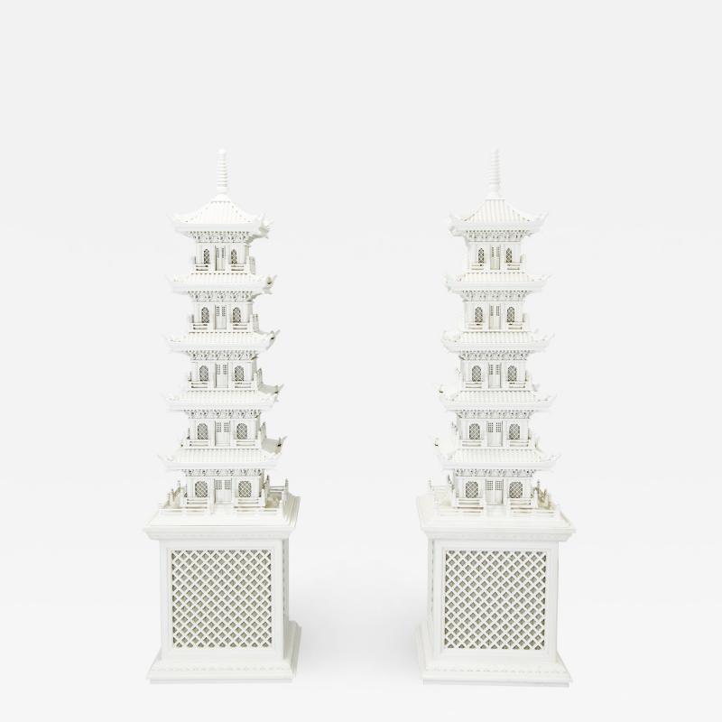 Pair Pagoda lamps