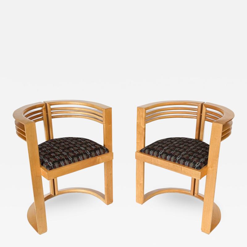 Pair Petro Sculptural Armchairs in Maple by Joe Agati