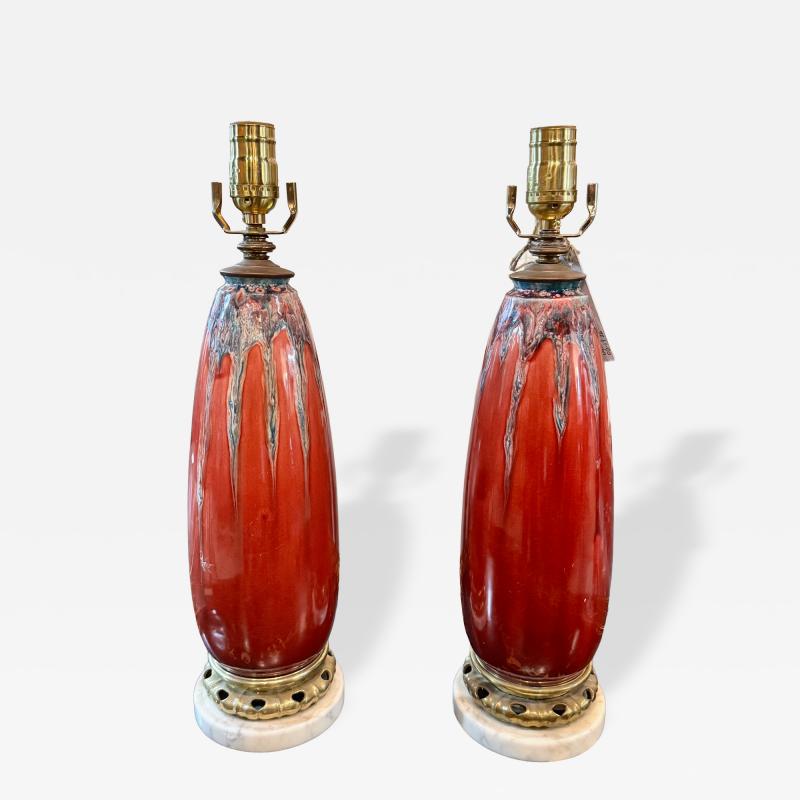 Pair Pierre Adrien Dalpayrat Art Nouveau Vases as Lamps c 1914 1925