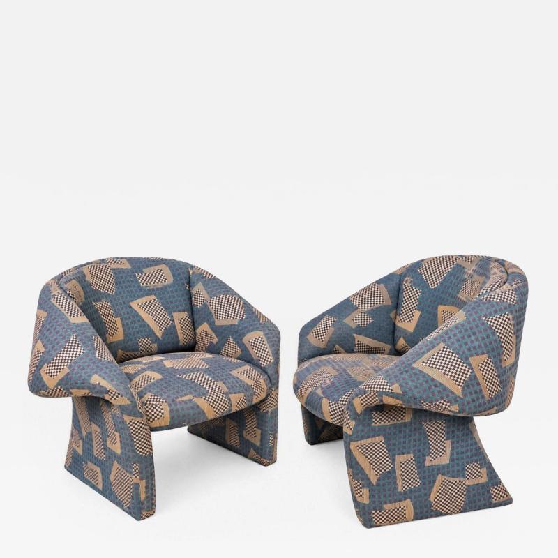 Pair Post Modern Sculptural Ribbon Lounge Chairs 1980