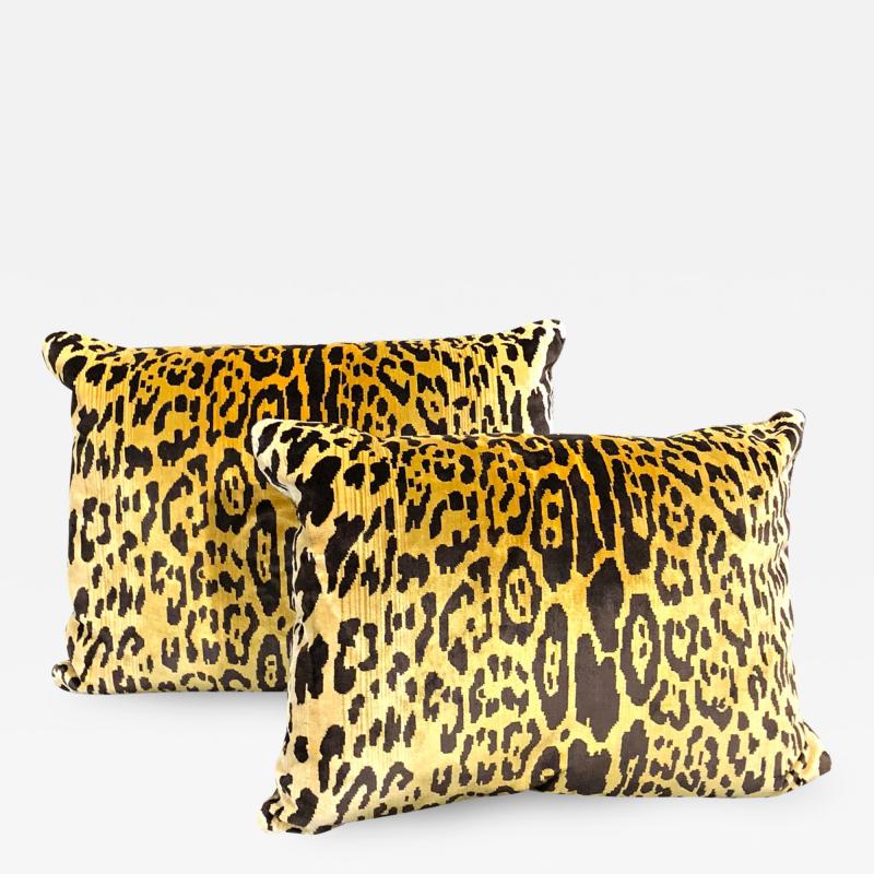 Pair Scalamandre Il Leopardo Silk Velvet Pillows