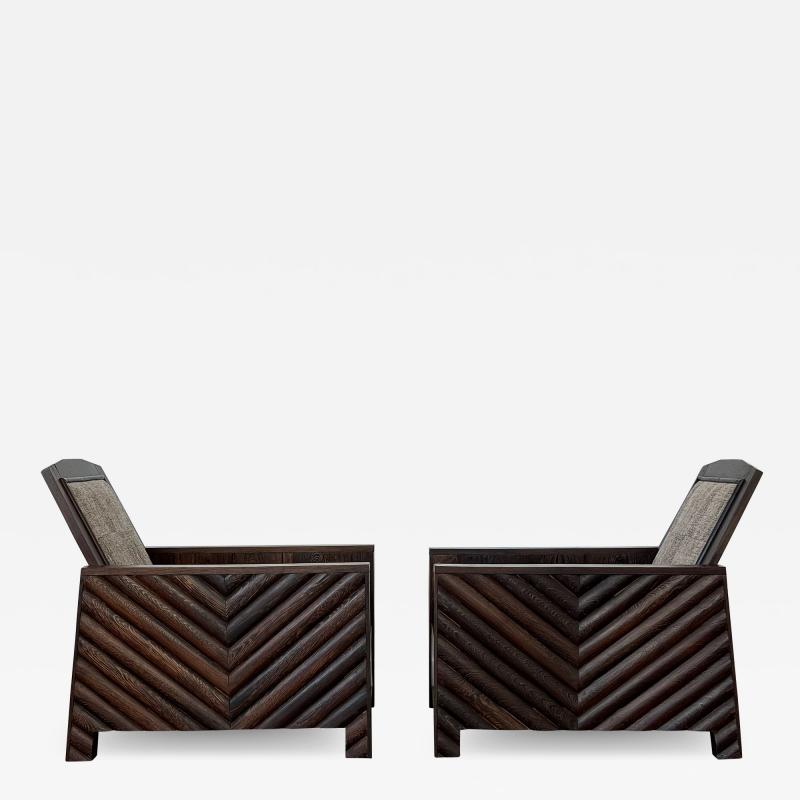 Pair Scandinavian 1920s Solid Wenge Modernist Club Chairs