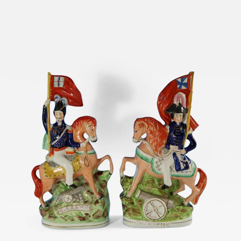 Pair Staffordshire Simpson Brown Generals on Horseback