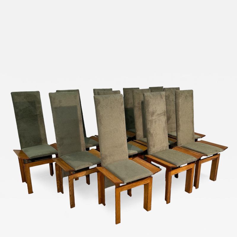 Pair of 12 Wood Mid Century Italian Dining Chairs 1960s