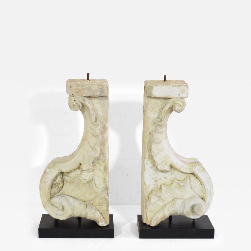 Pair of 17th 18th Century Italian White Marble Baroque Ornaments