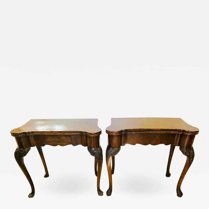 Pair of 18th 19th Century Georgian Compatible Card Game or Flip Top Tables