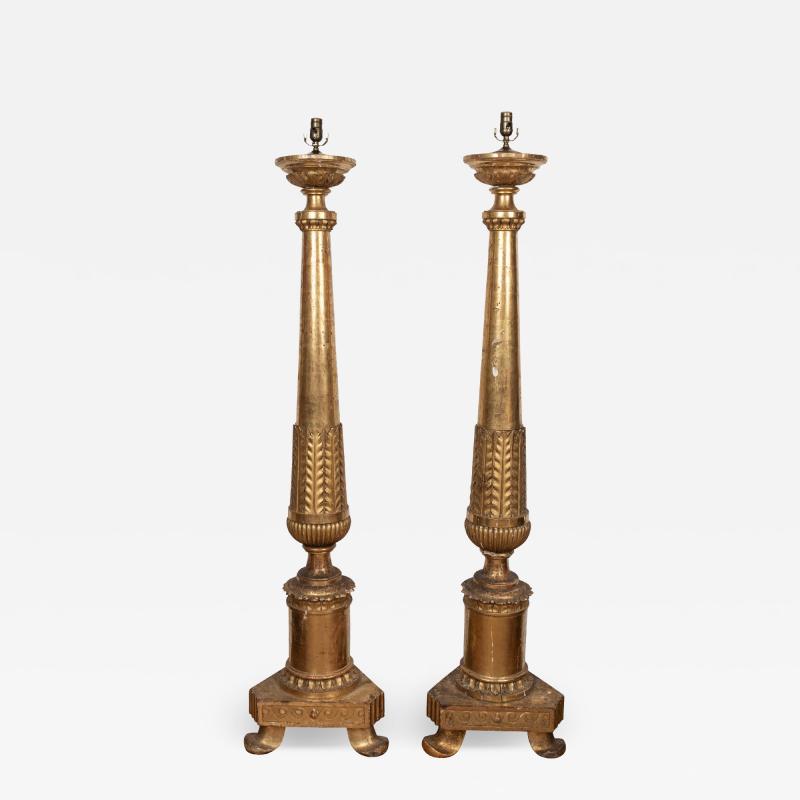 Pair of 18th Century Italian Giltwood Torchieres