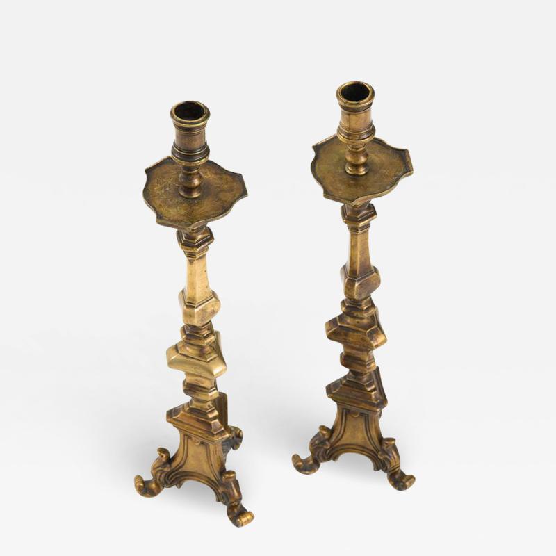 Pair of 18th century Spanish bronze candlesticks