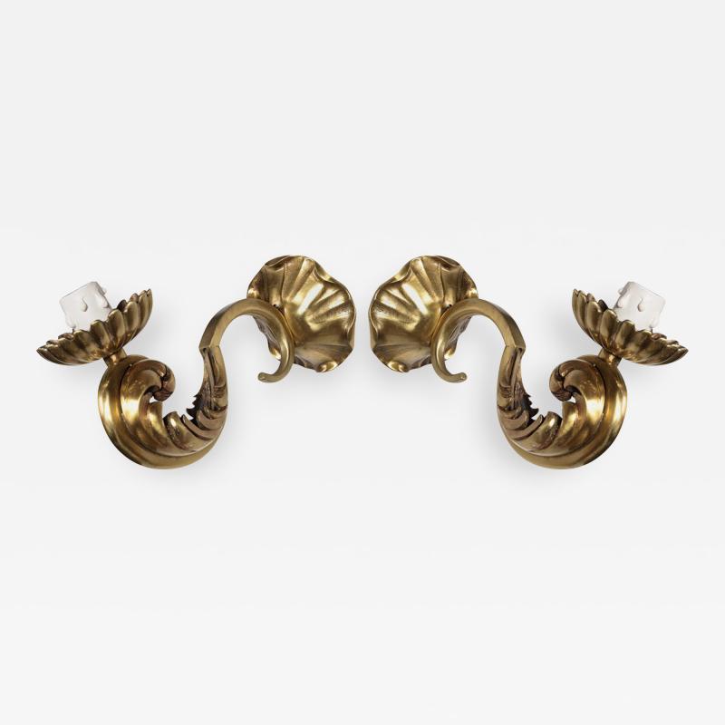 Pair of 1940s bronze sconces by Asselbure