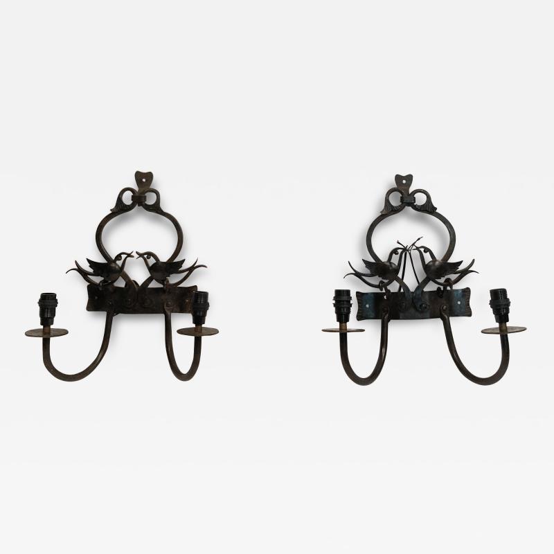 Pair of 1940s wrought iron sconces