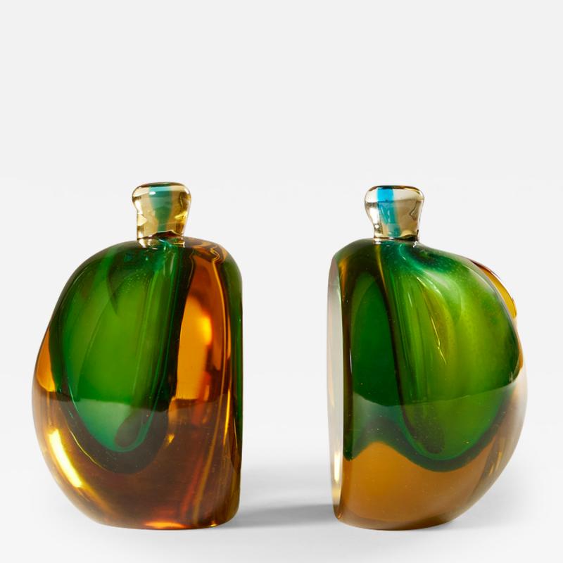 Pair of 1950s Italian Murano glass apple bookends objet dart