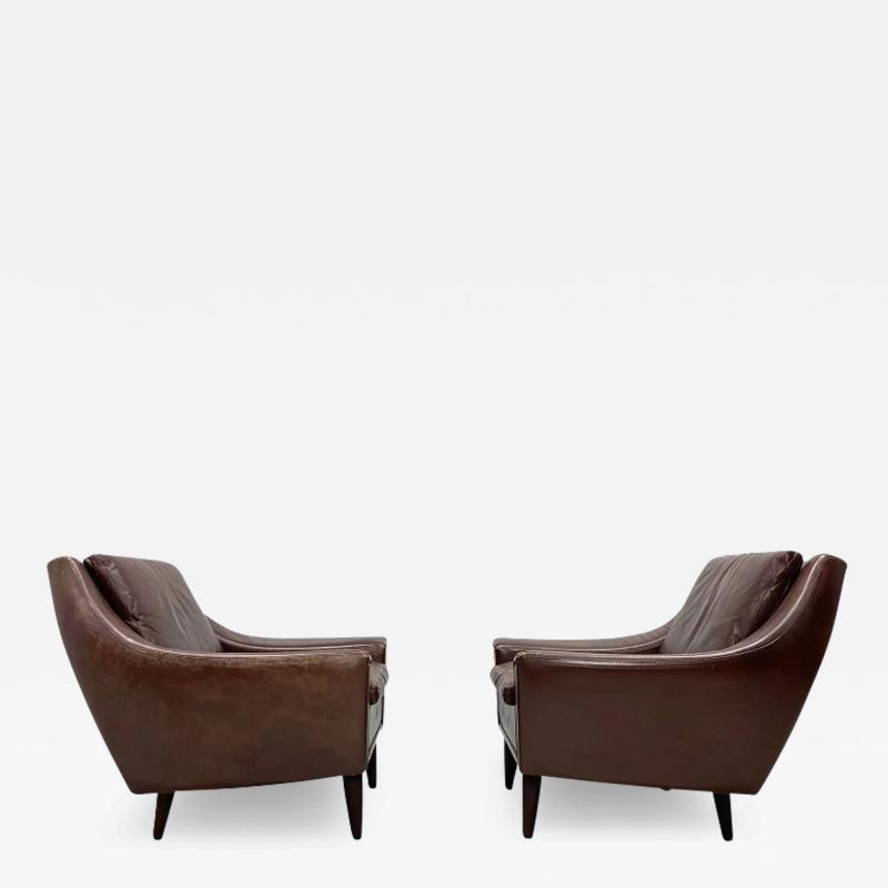 Pair of 1960 s Danish Leather Lounge Chairs